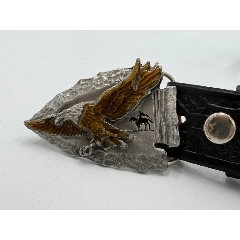 Siskiyou Buckle Co Western Belt Black Leather Arrowhead Eagle USA